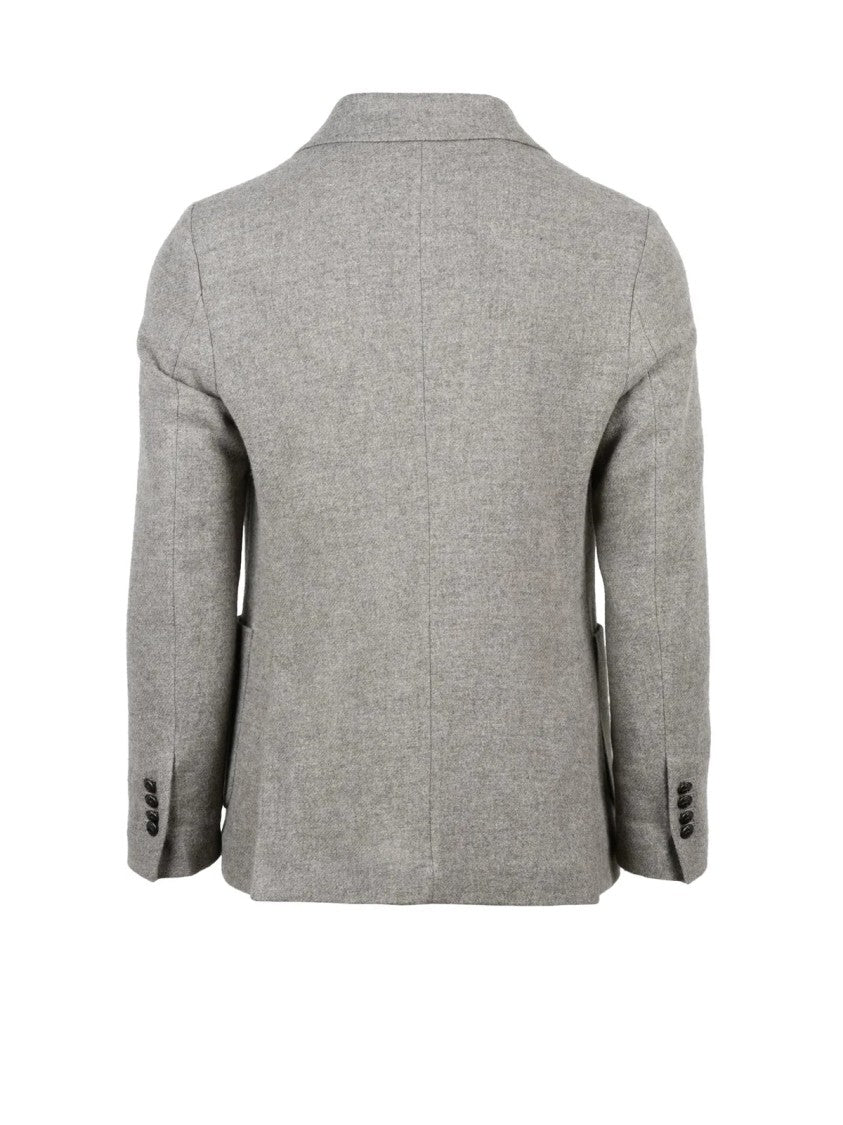 Circolo 1901 Double-Breasted Blazer In Heathered Grey Virgin Wool And Cashmere Blend