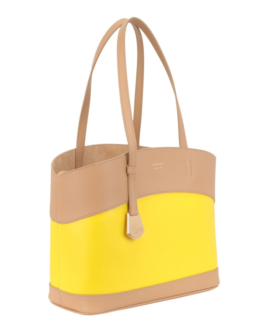 Ferragamo Medium Colorblock Leather Tote Bag With Detachable Pouch