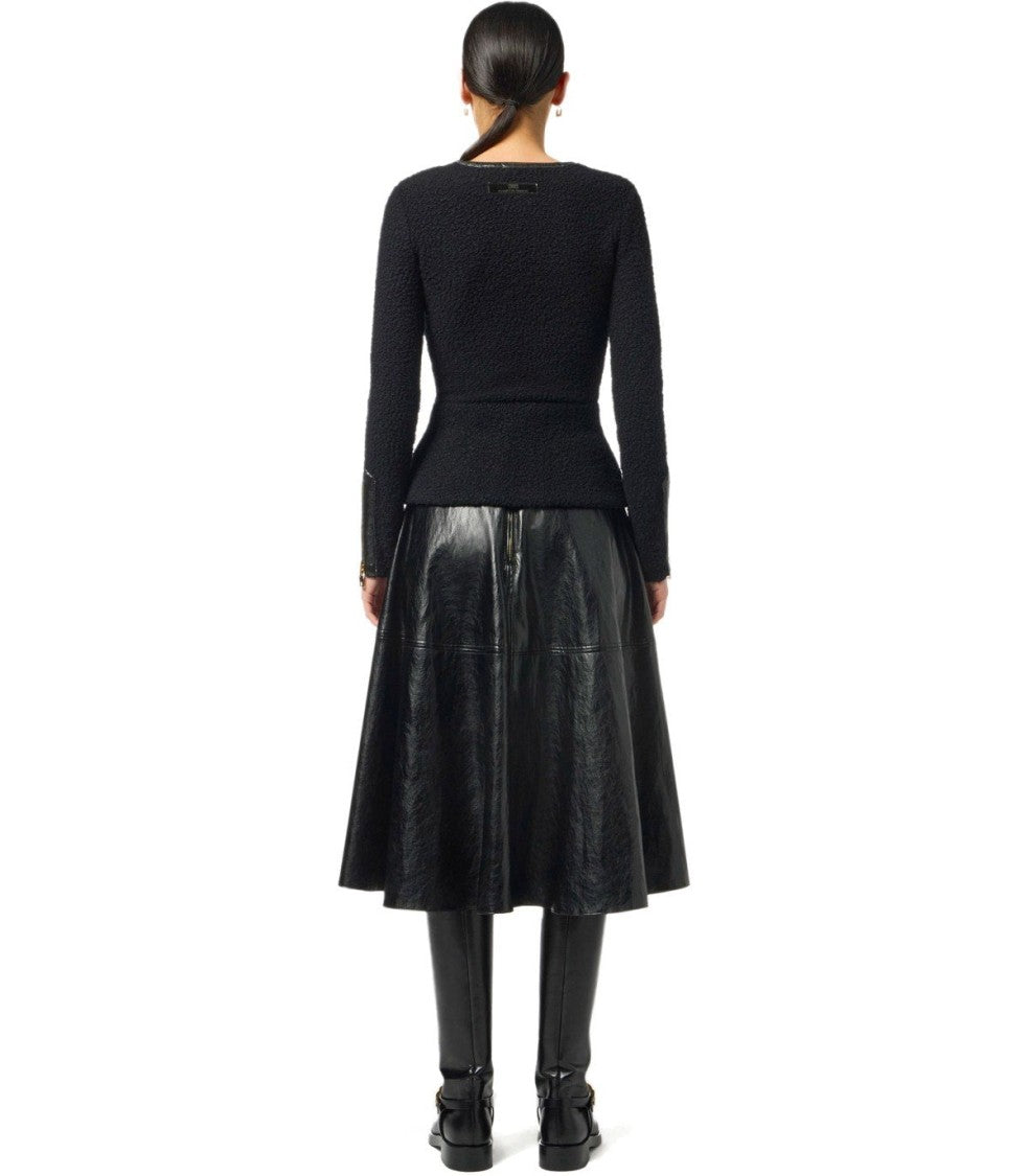 Elisabetta Franchi Black Leather-Effect Skirt