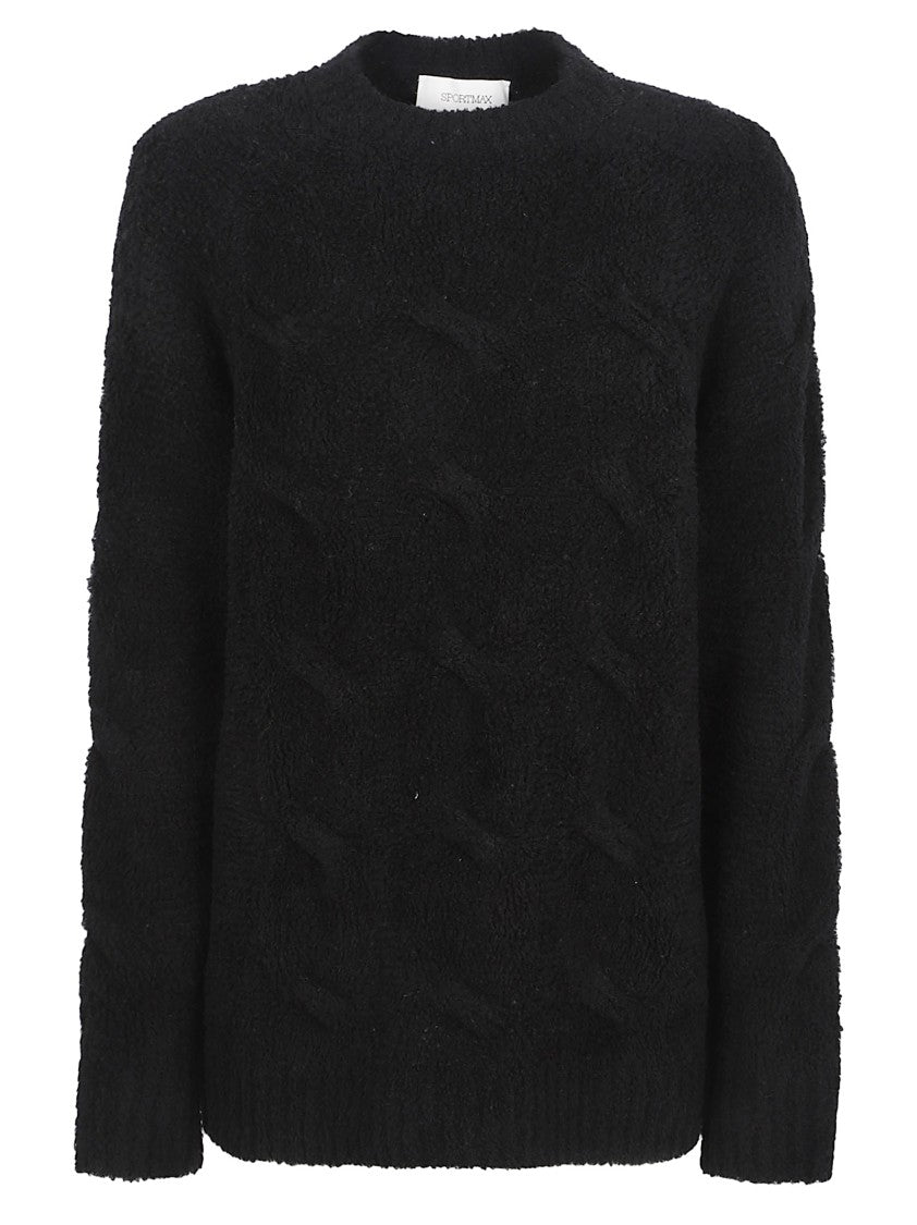 Max Mara Textured Knit Sweater With Classic Crew Neckline