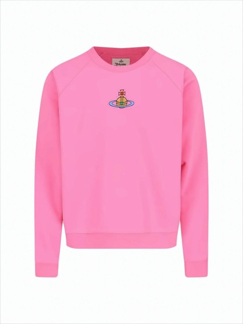 Vivienne Westwood Pink Cropped Sweatshirt With Embroidered Emblem