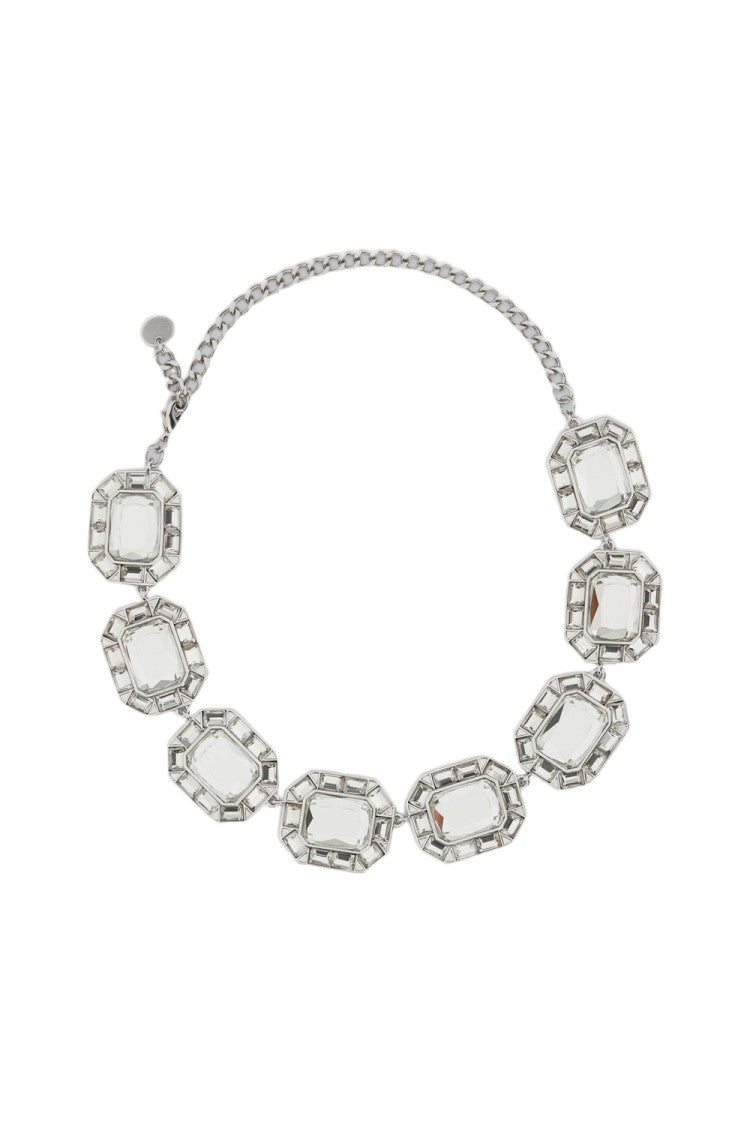 Self-Portrait Silver Maxi Crystal Choker Necklace
