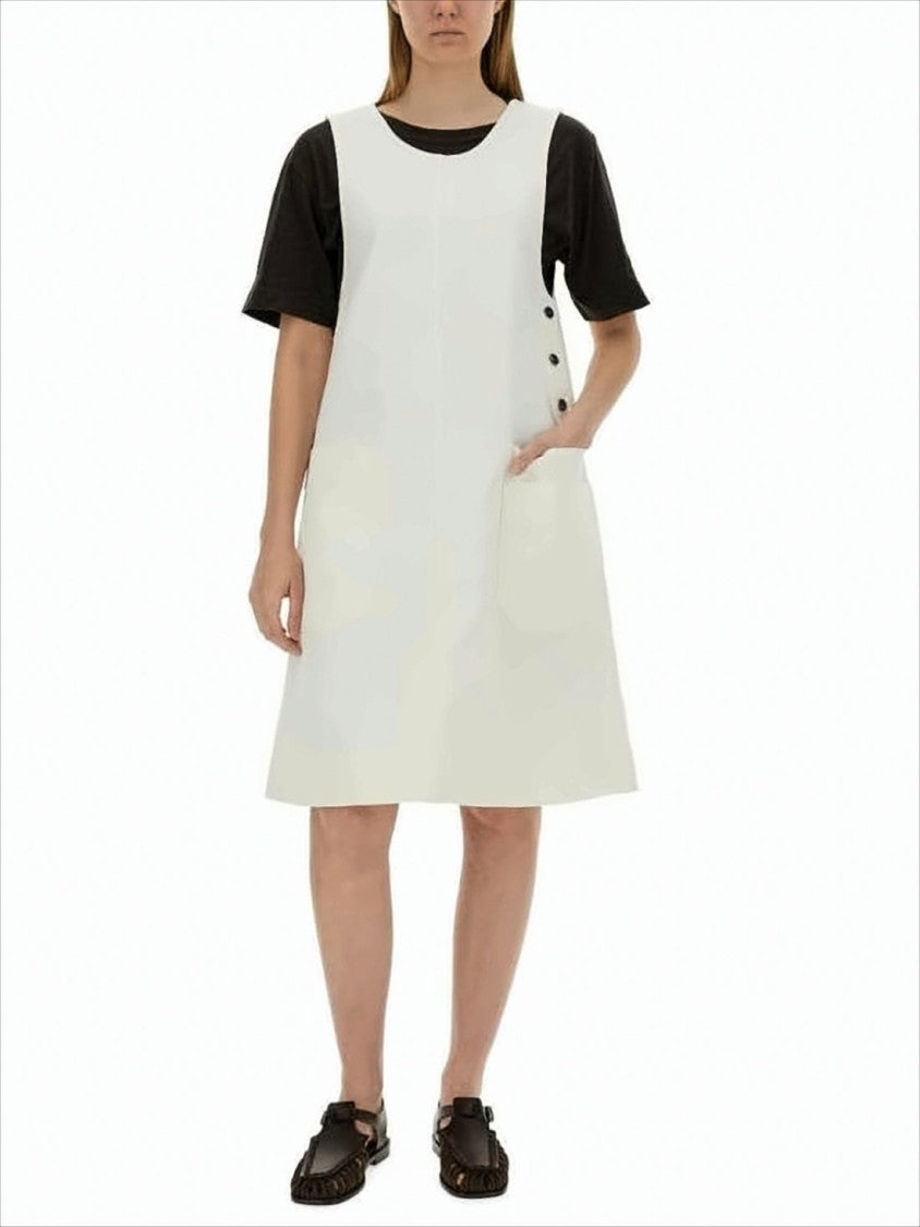 Margaret Howell Sleeveless A-Line Midi Dress With Front Pockets