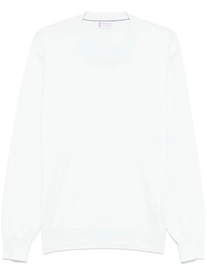 Brunello Cucinelli Long-Sleeve Crewneck Sweater With Ribbed Cuffs And Hem