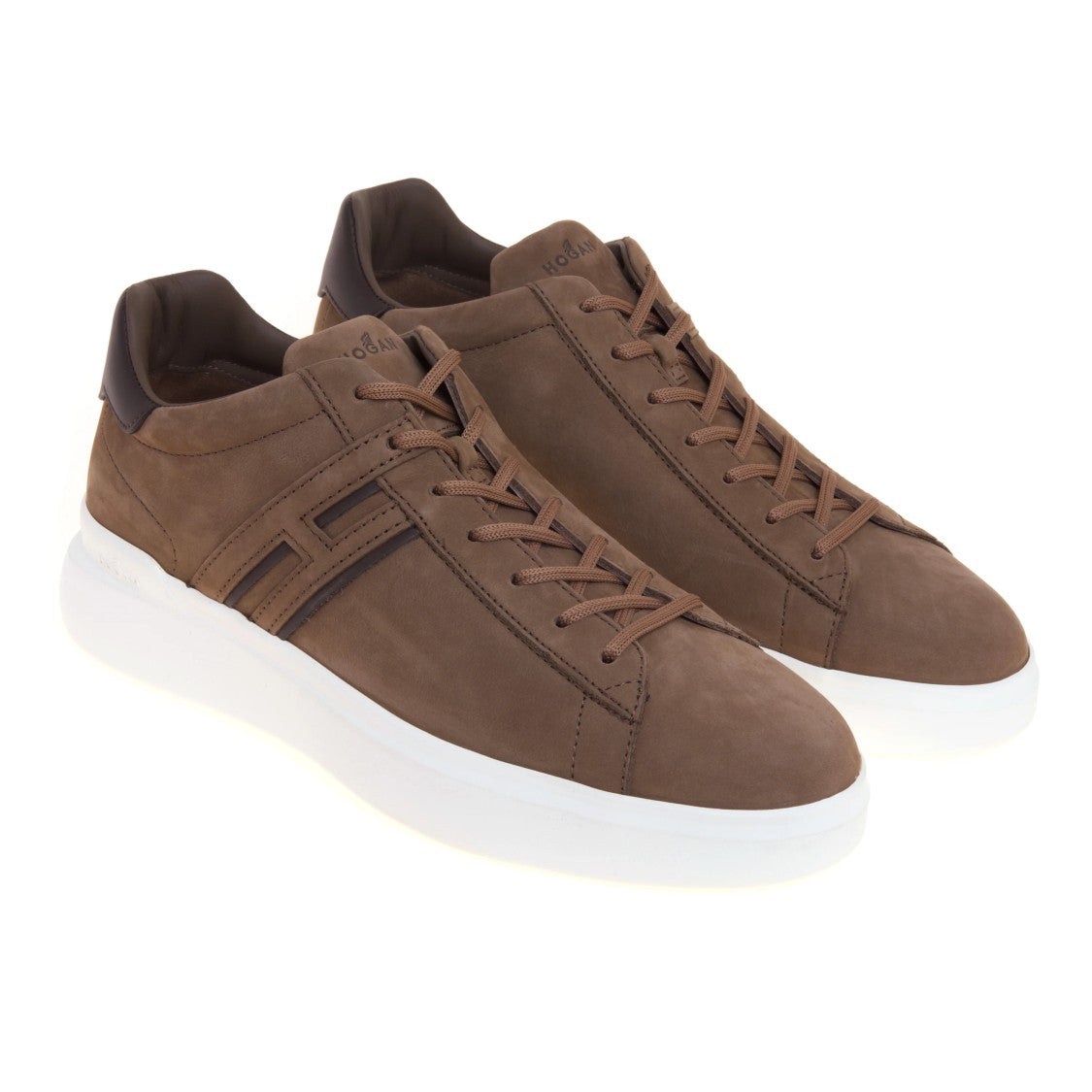 Hogan Brown Contrasting Detail Low-Top Sneakers