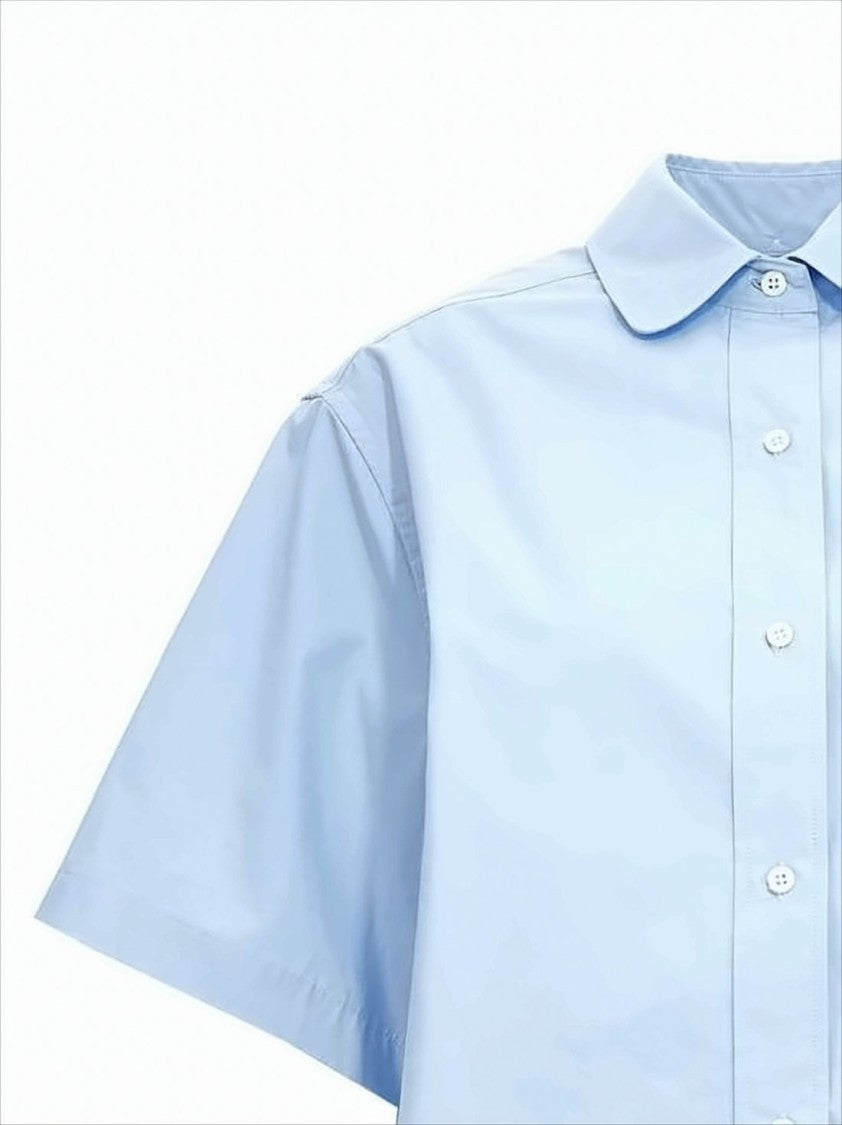 Thom Browne Short-Sleeved Shirt Dress With Classic Collar And Unique Side Ties