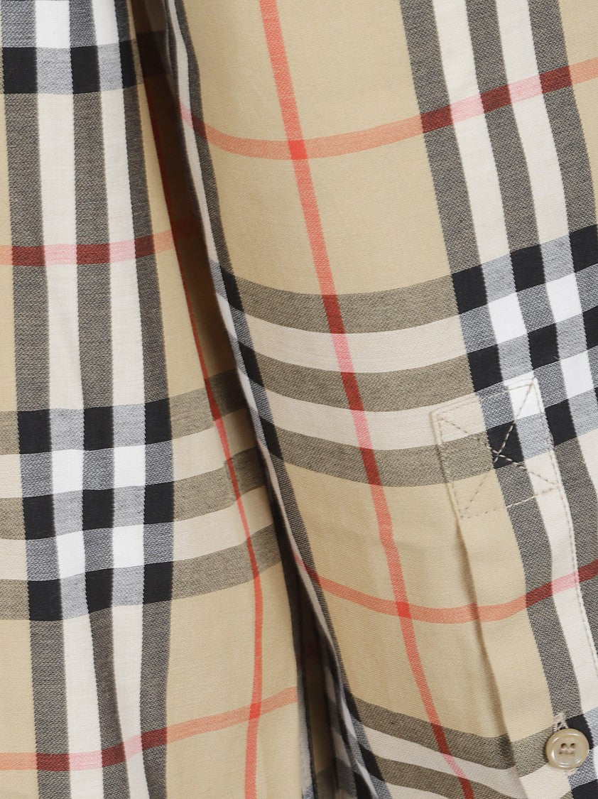 Burberry Burberry Check Embroidered Cotton Shirt