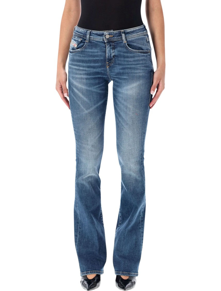 Diesel Mid-Rise Flared Denim Jeans With Vintage Wash
