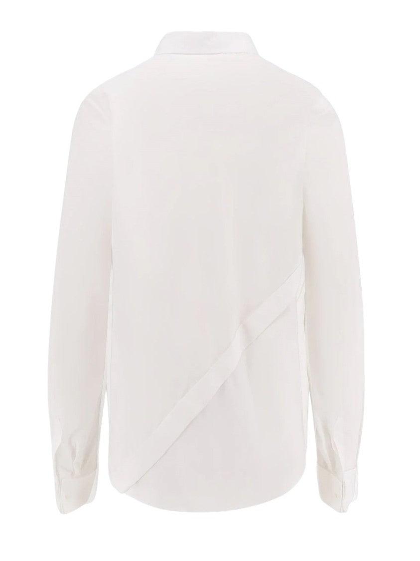 Dior White Asymmetrical Closure Cotton Shirt