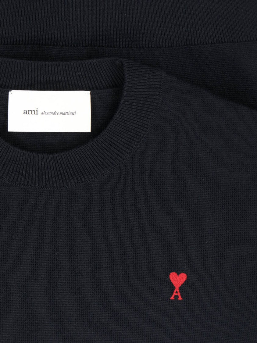 Ami Paris Black Ami De Coeur Fitted Sweater