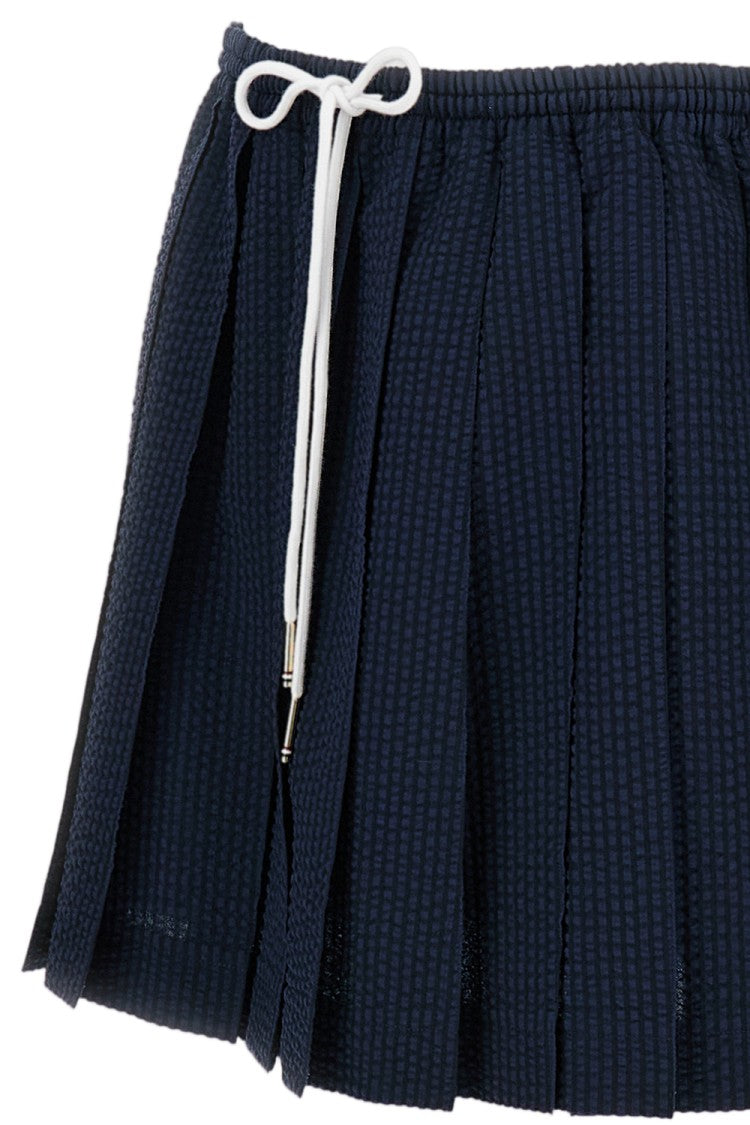 Thom Browne Textured Seersucker Mini Skirt With Adjustable Waist