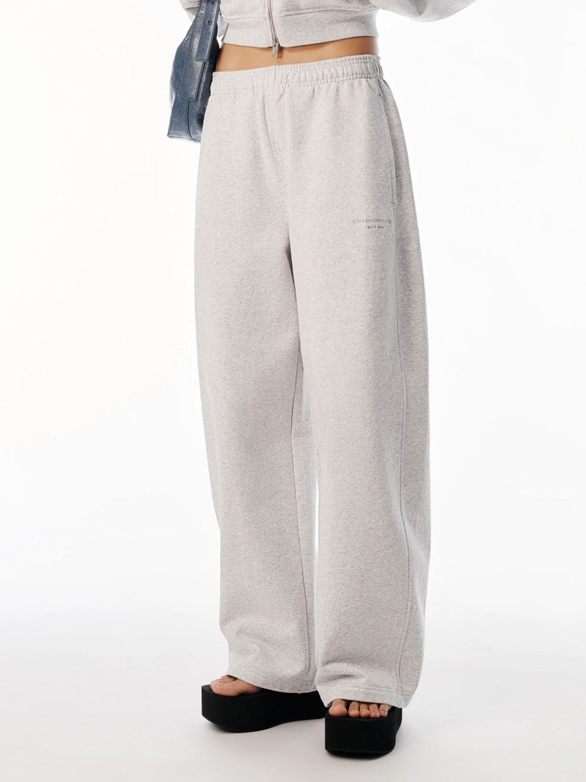 Alexander Wang Grey Crystal Logo Elasticated Cotton Pants