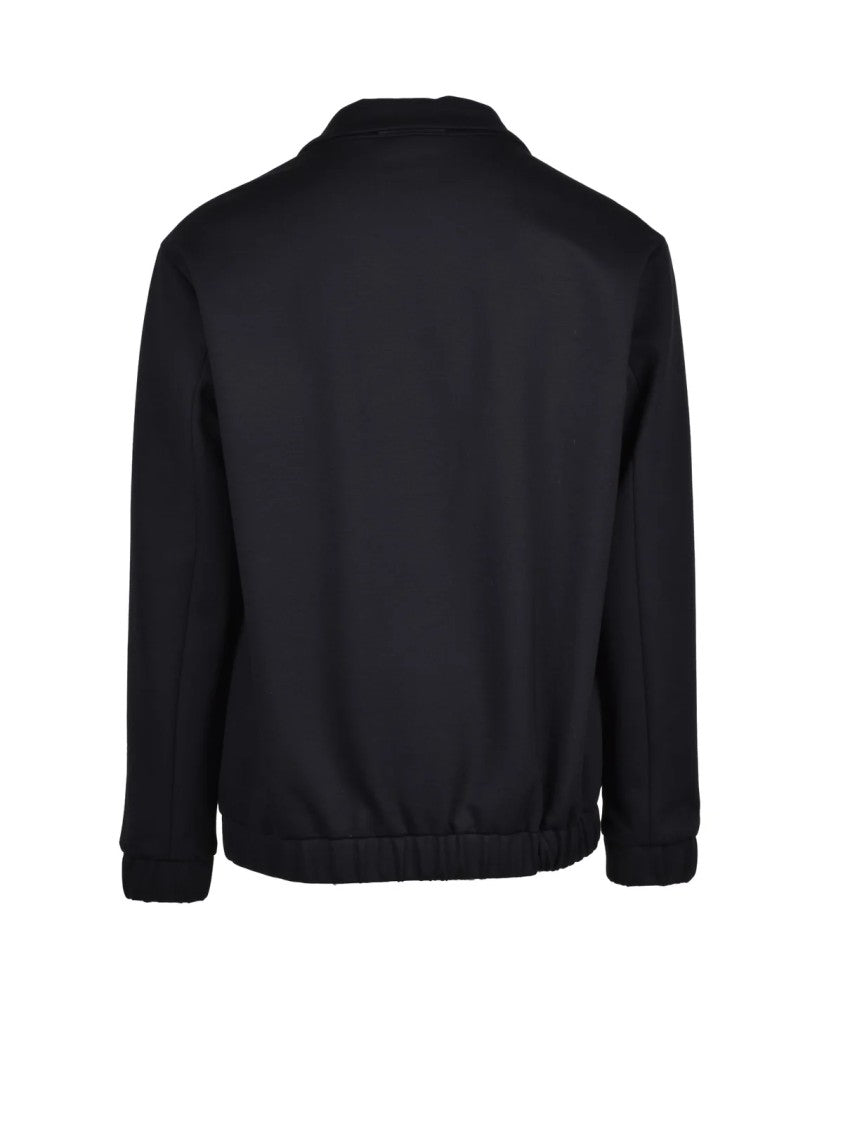 Hevo Black Calamarena Snap Closure Viscose-Blend Coat