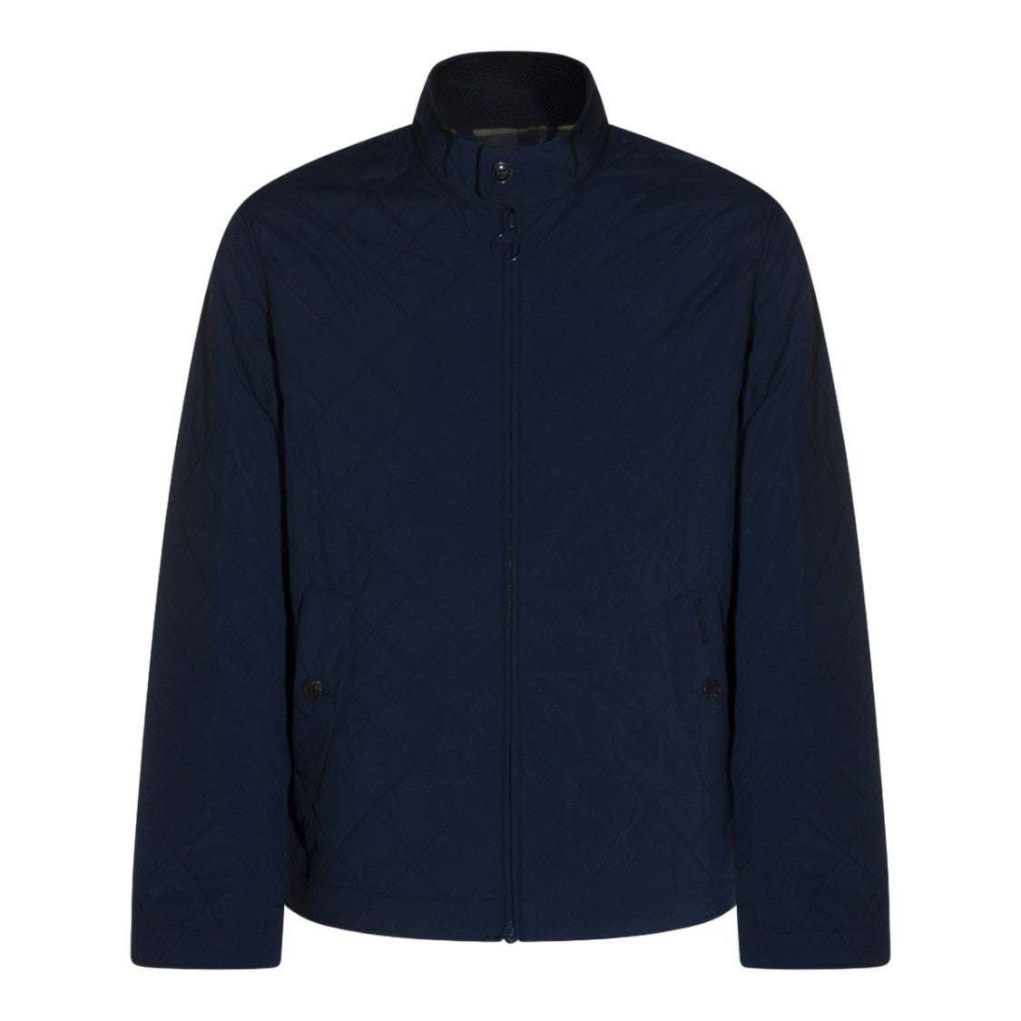 Barbour Quilted Blue Jacket With High Collar