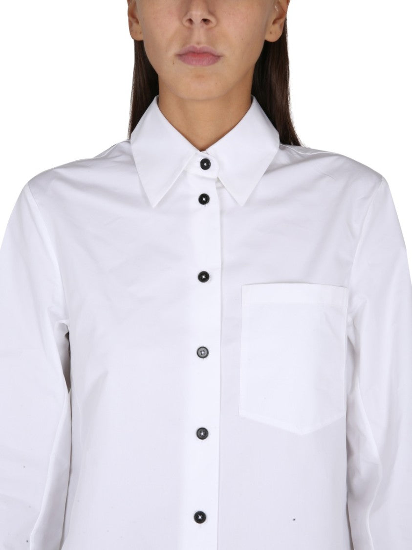 Jil Sander White Poplin Shirt With Pointed Collar