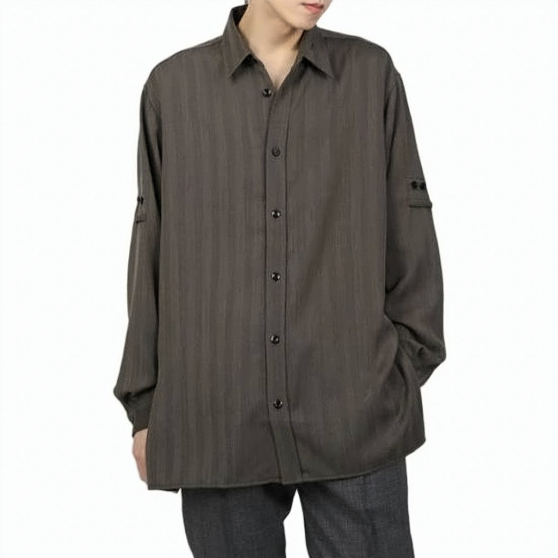 Aïe Relaxed Fit Long-Sleeve Shirt With Vertical Stripe Texture