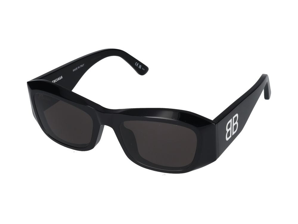 Balenciaga Black Double-B Logo Oversized Square Sunglasses