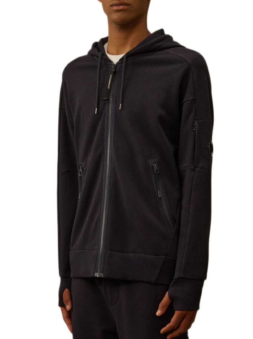 C.P. Company Full Zip Sweatshirt In Diagonal Raised Fleece With Iconic Logo