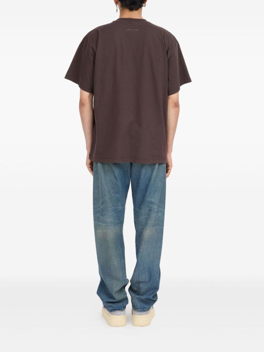 Mm6 By Maison Margiela Brown Relaxed-Fit T-Shirt With Graphic Detail