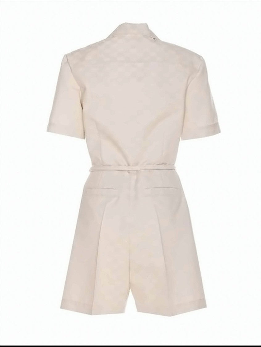Gucci Tailored Short-Sleeve Jumpsuit With Jacquard Pattern