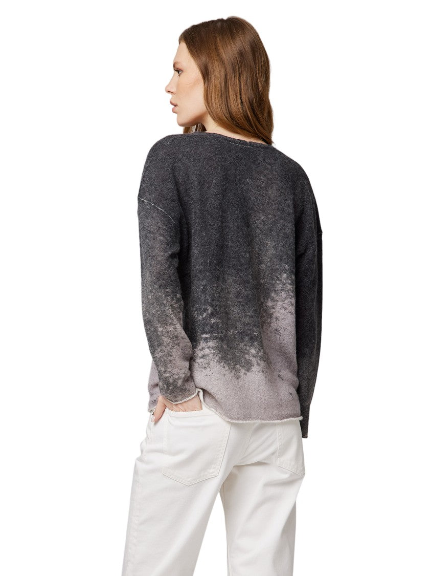 Alpha Studio V-Neck Gradient Long-Sleeved Top