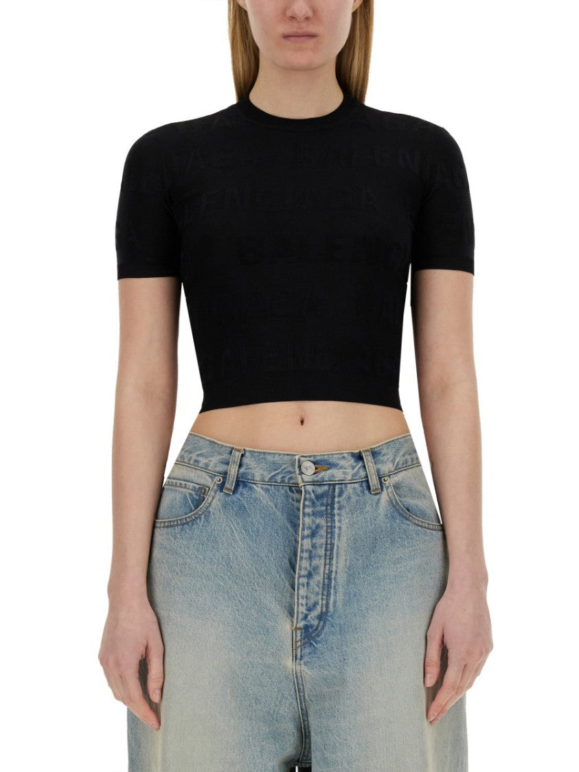 Balenciaga Lightweight Cropped Shirt With Classic Collar
