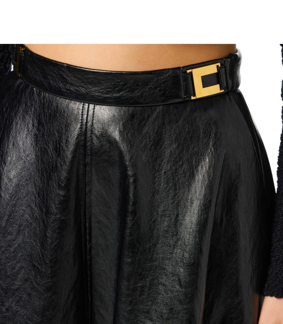 Elisabetta Franchi Black Leather-Effect Skirt