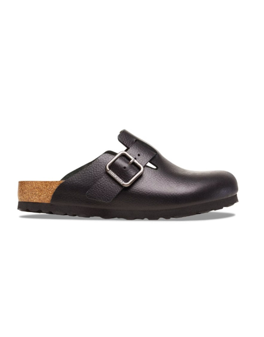 Birkenstock Vintage Wood Black Aniline Leather Adjustable Clogs
