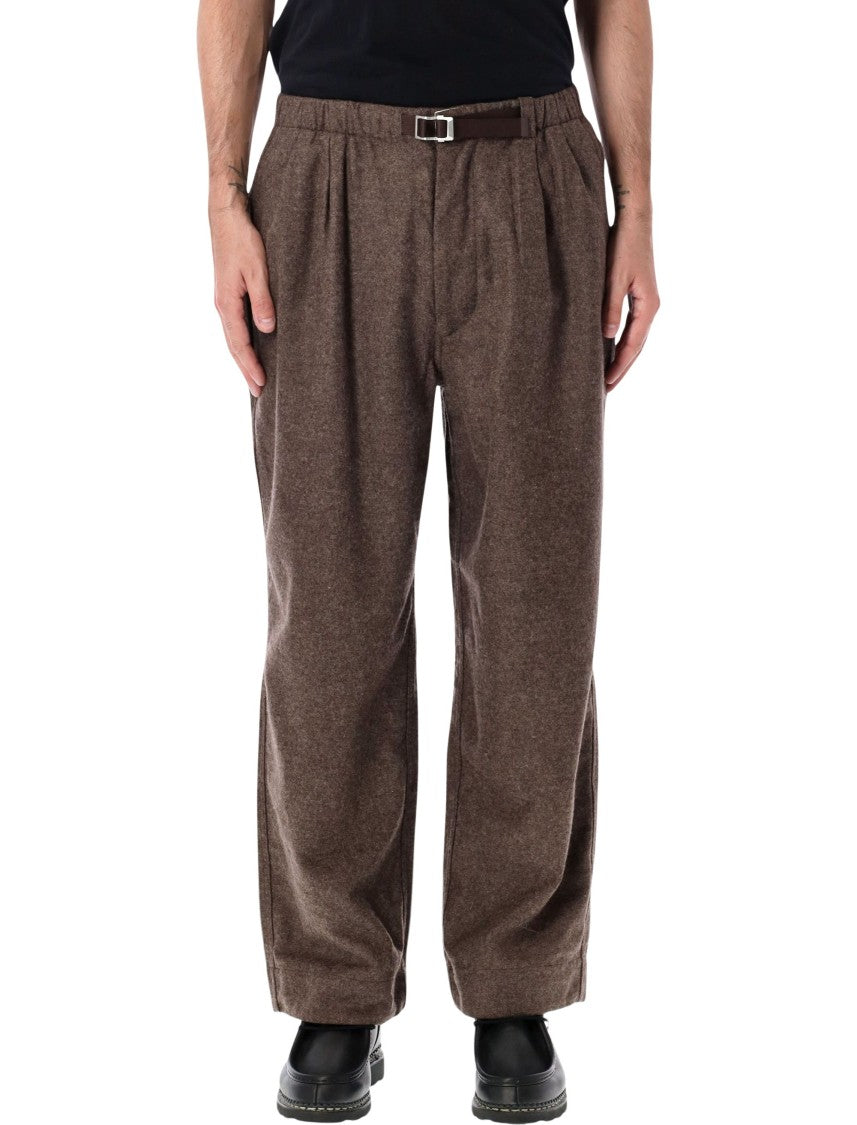 Namamica Belted Wide-Leg Textured Melton Flared Pants