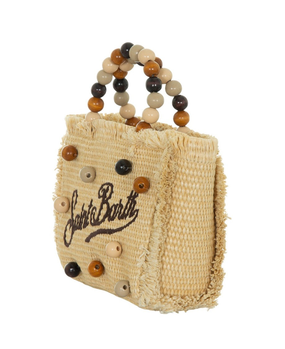 Mc2 Saint Barth Rectangular Woven Handbag With Fringed Edges