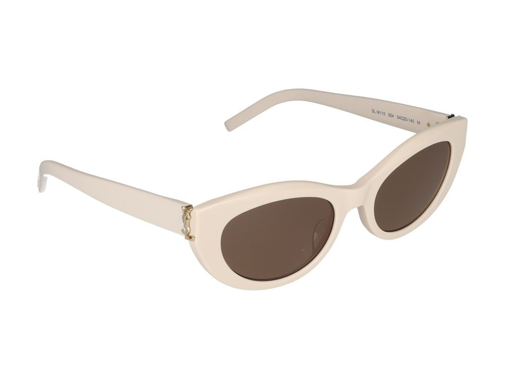 Saint Laurent Ivory Glossy Acetate Cat-Eye Sunglasses