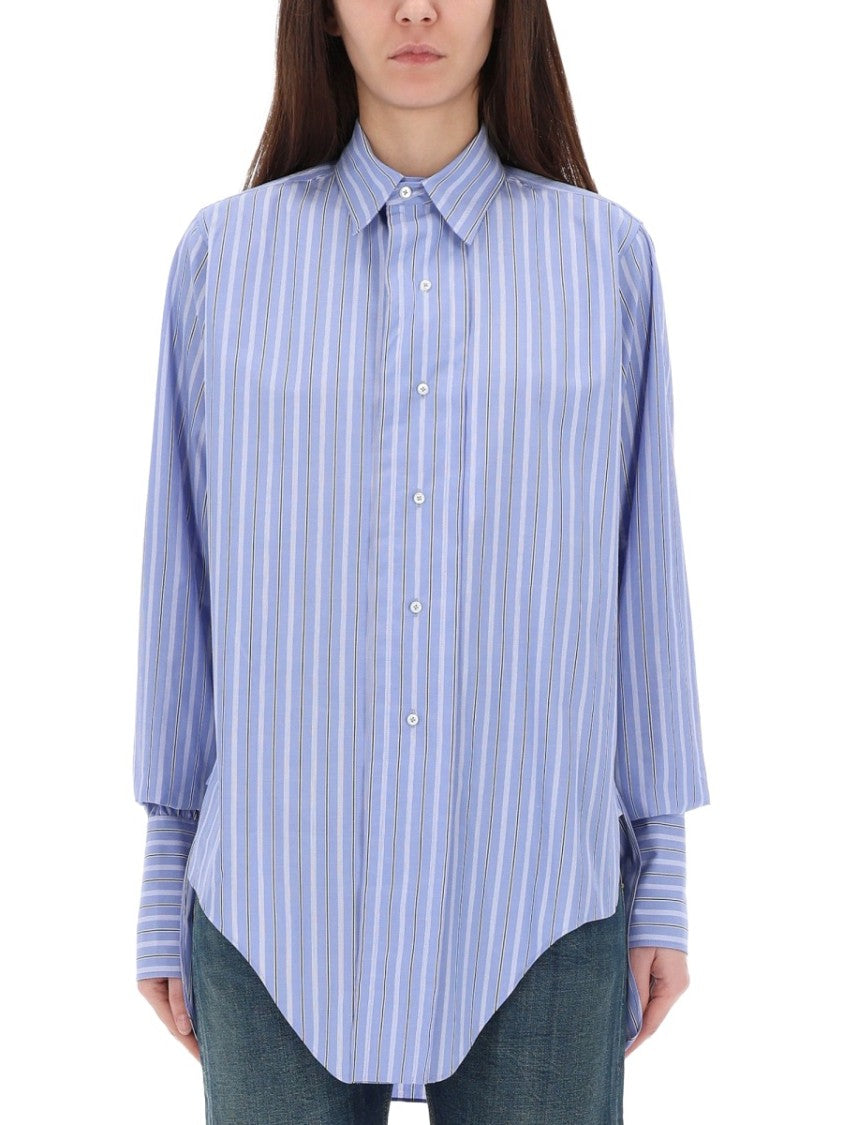 Maison Margiela Striped Cotton Pointed Collar Shirt