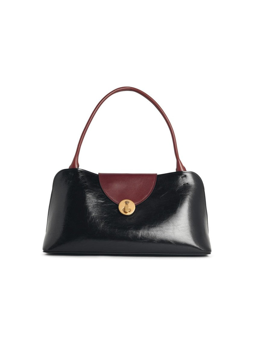 Versace East/West 'Vivian' Black And Brown Leather Shoulder Bag