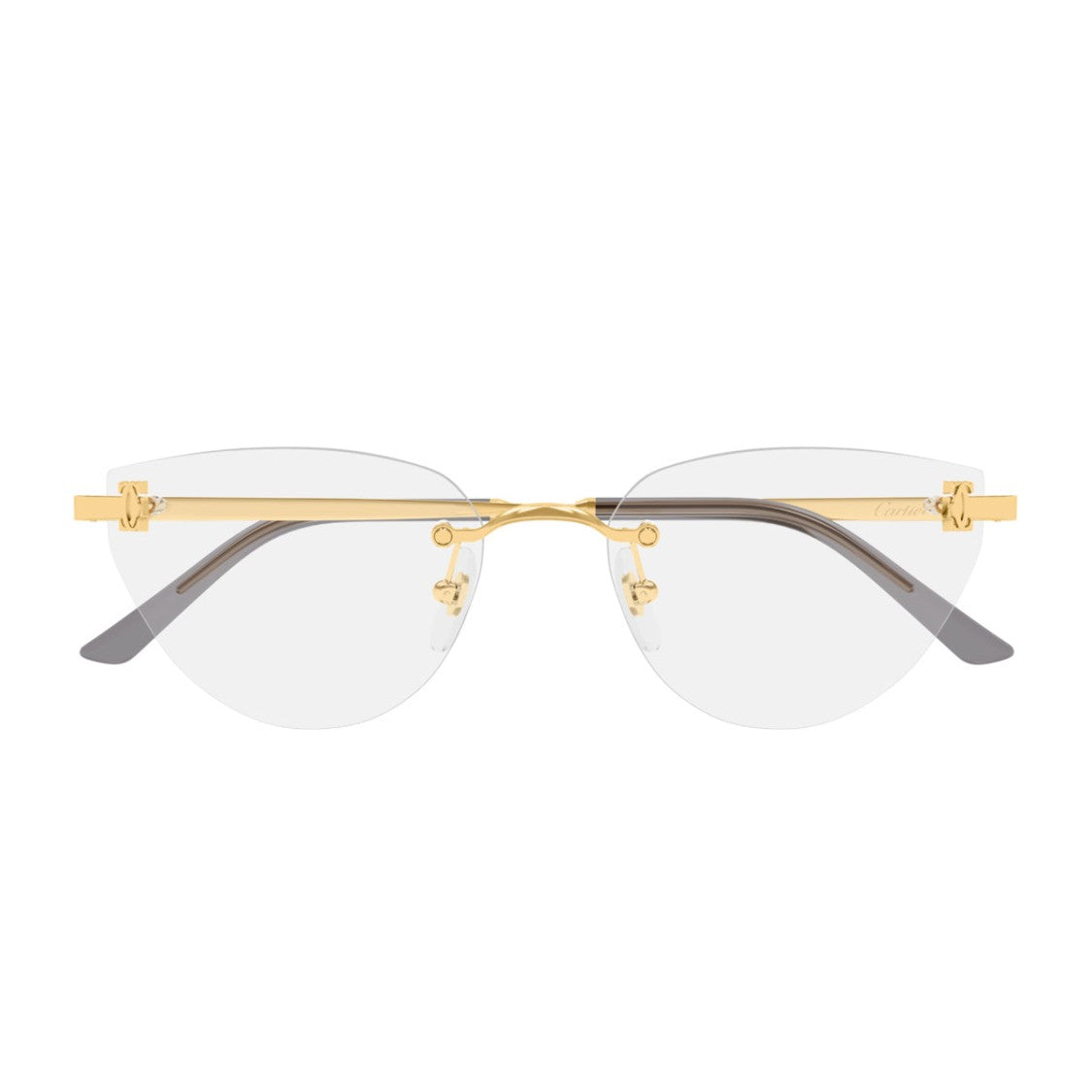 Cartier Gold Metal Rimless Eyeglasses With Transparent Lenses