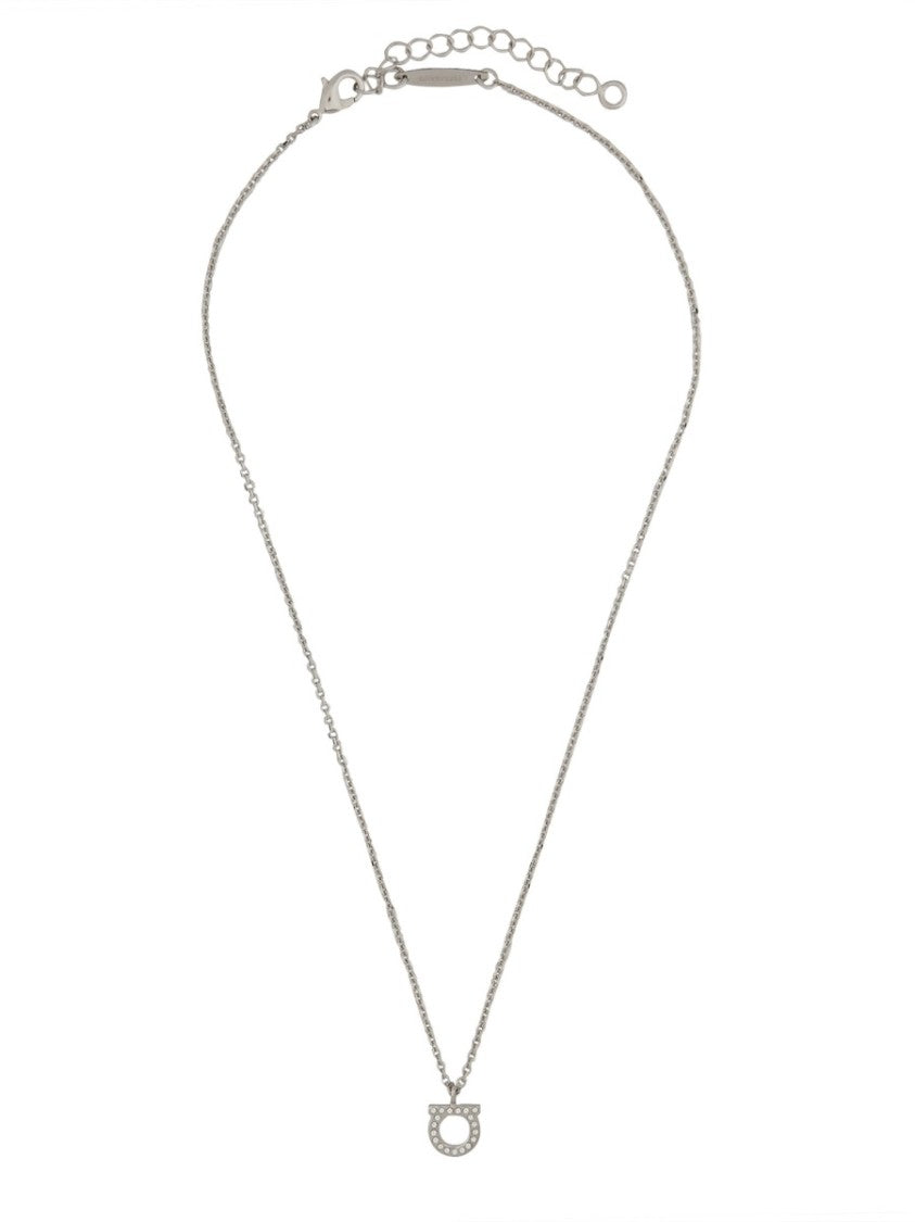 Ferragamo Gold Gancini Pendant Brass Necklace