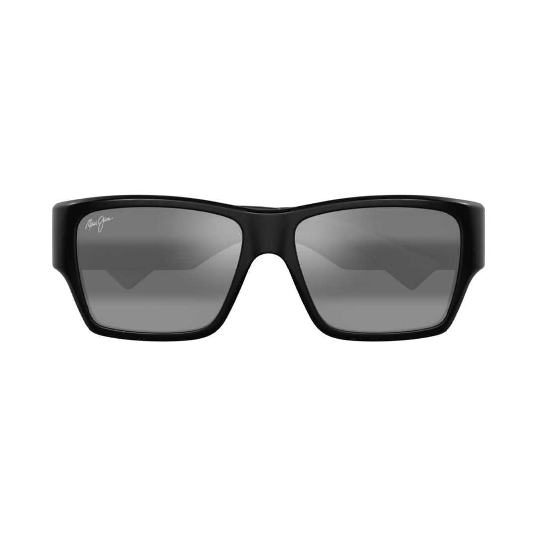 Maui Jim Glossy Black Mj0614s Bold Rectangular Sunglasses