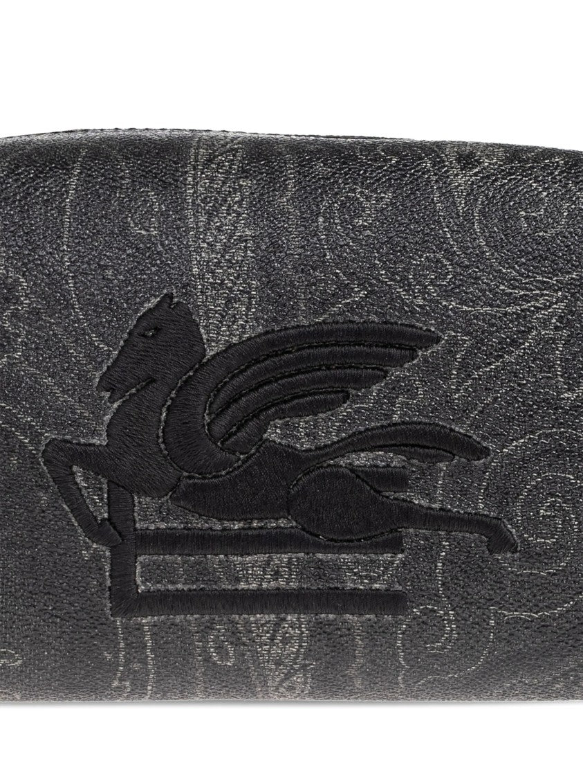 Etro Rectangular Black Paisley 19,5X10x8 Wristlet Pouch