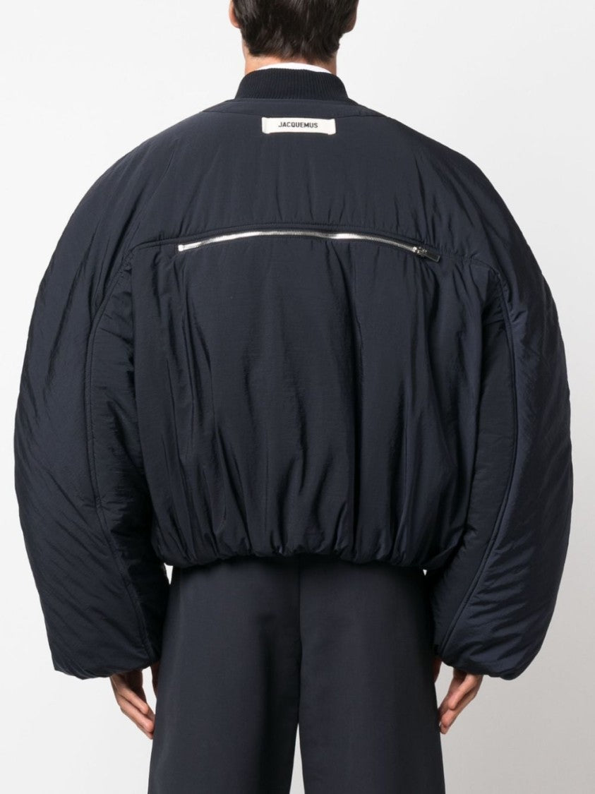 Jacquemus Padded Navy Blue Croissant Bomber Jacket