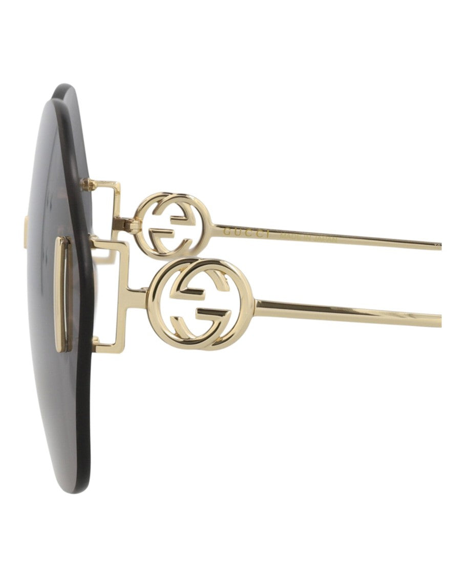 Gucci Round-Frame Metal Sunglasses With Jewel-Toned Velvet Case