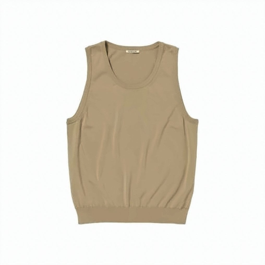 Auralee Ribbed Hem Sleeveless Knit Vest
