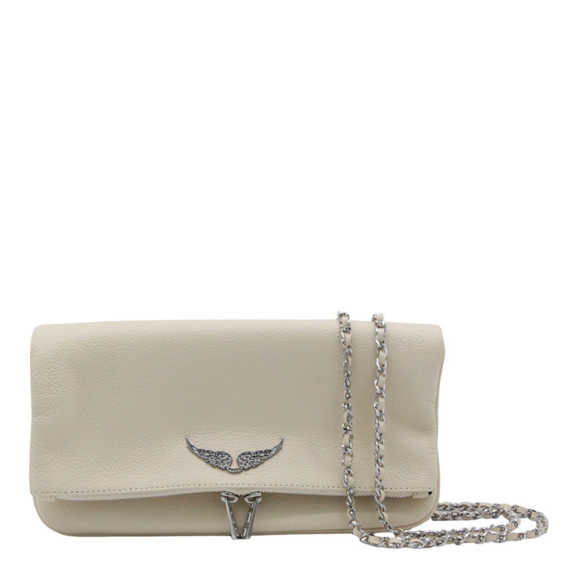 Zadig & Voltaire Rectangular Pebbled Clutch With Silver Detailing