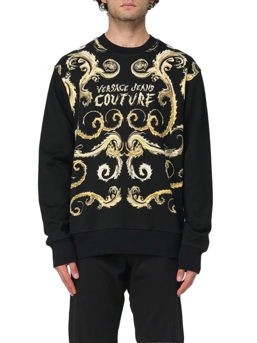 Versace Long-Sleeve T-Shirt With Intricate Golden Patterns