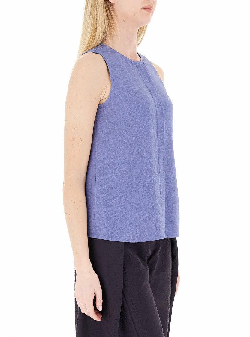 Emporio Armani Flowing Crepe Round Neck Sleeveless Top