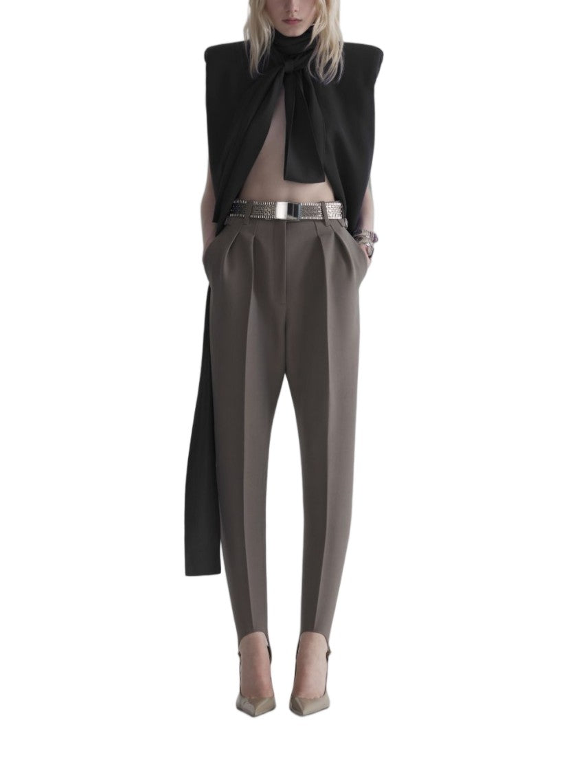 Mugler Black Exaggerated Shoulder Bow Accent Top