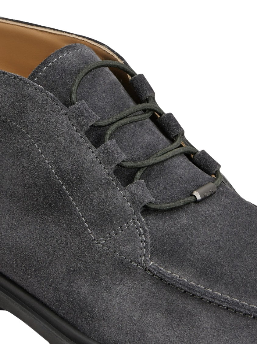 Tod's Grey Minimalist Suede Desert Boots