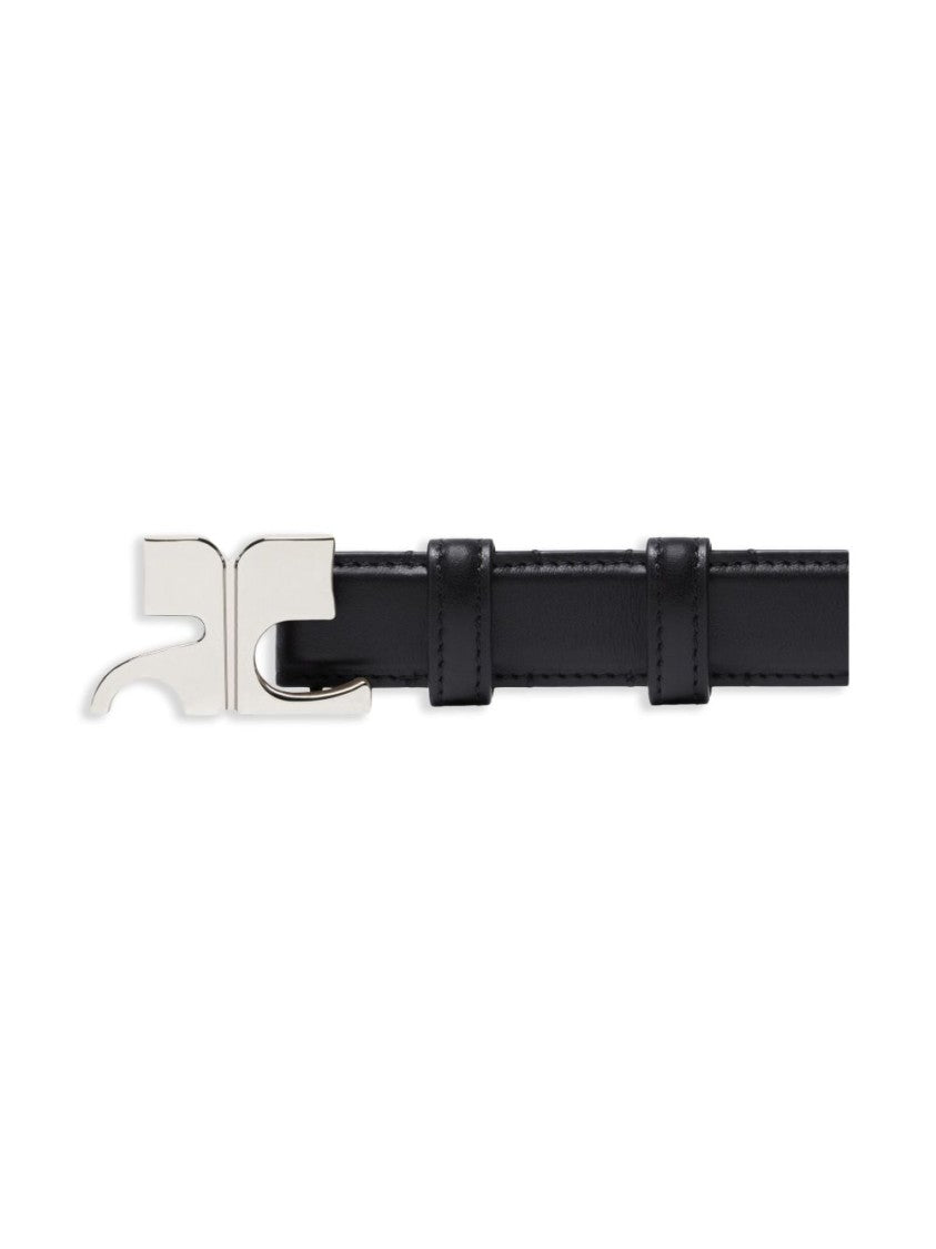 Courrèges Black Logo Buckle Punched Hole Belt