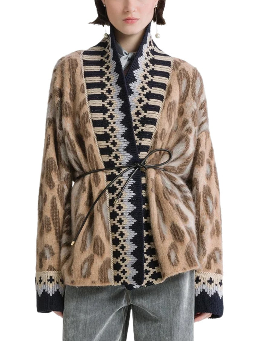 Forte Forte The Brit Leopard Jacquard Gauzed Alpaca Cardigan