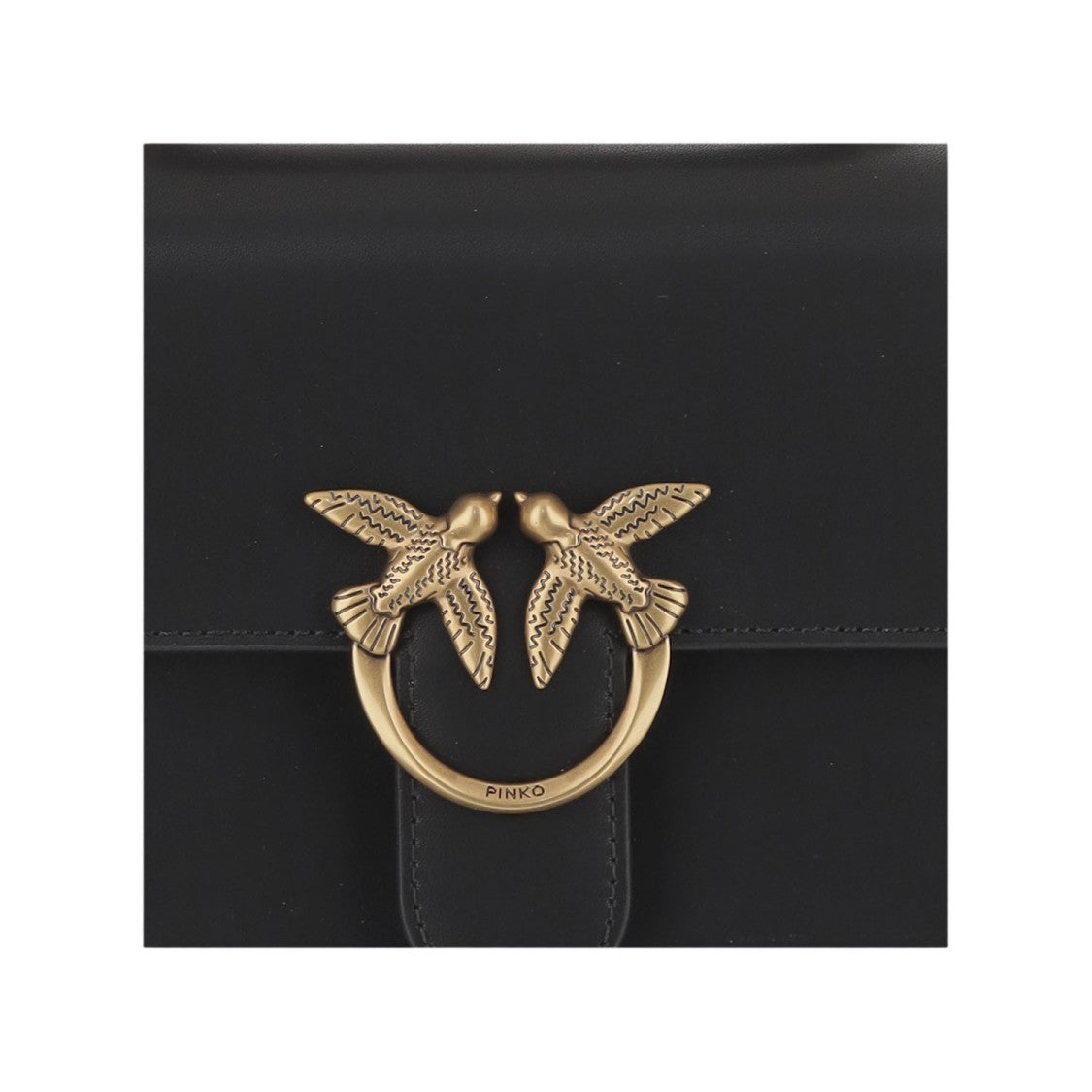 Pinko Black Love One Mini Light Leather Shoulder Bag