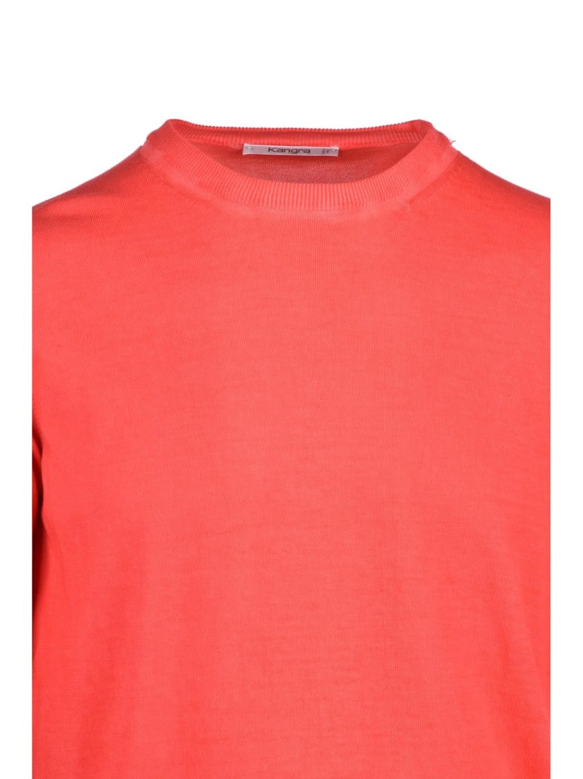 Kangra Red Crew Neck Cotton Knit Top
