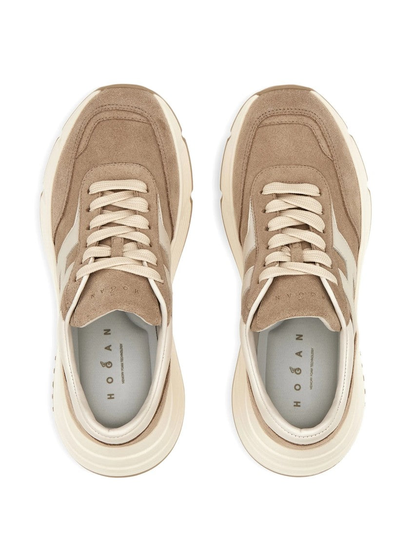 Hogan Beige Chunky Suede Cream Leather Sneakers